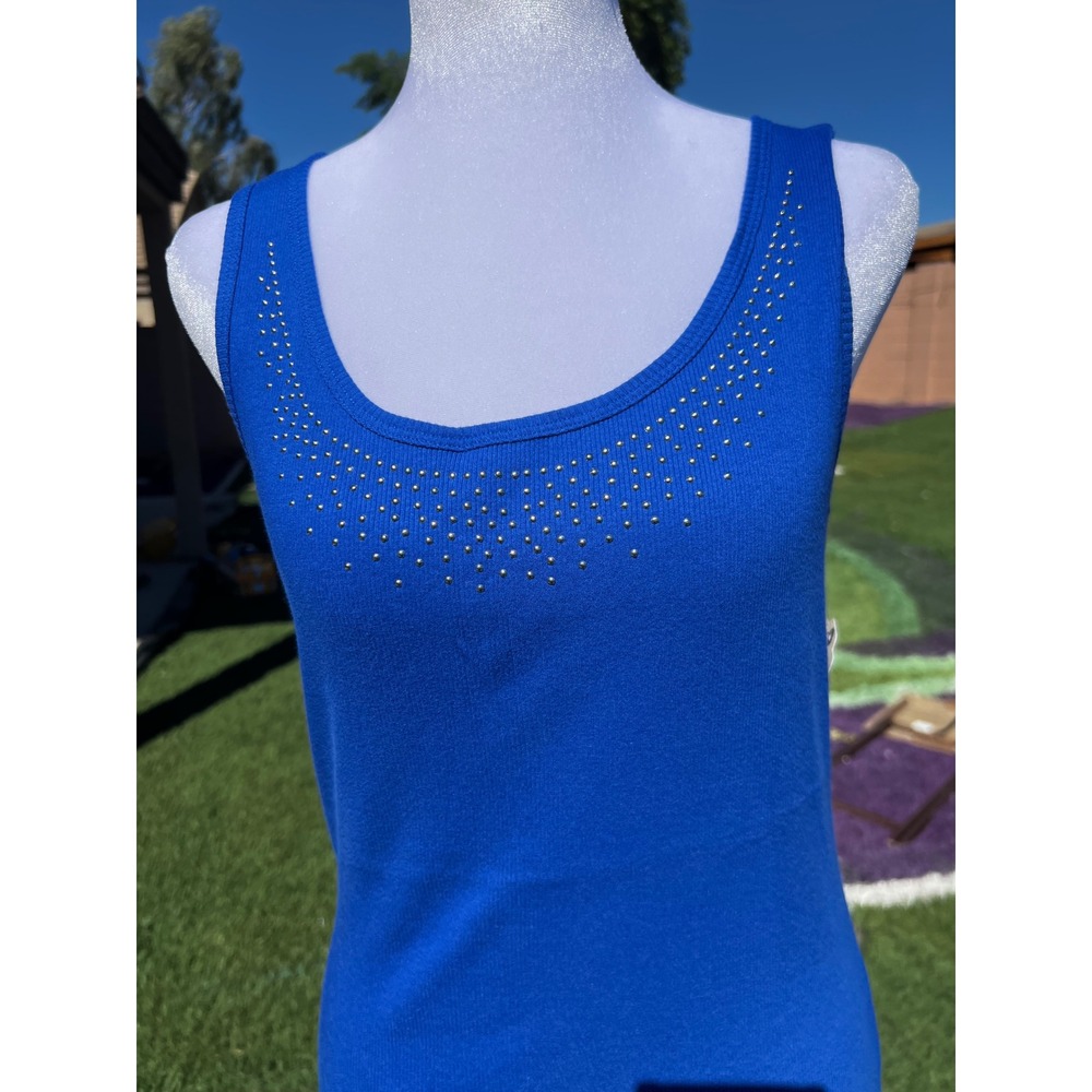 St. John's Bay Womens Blue Studded Ribbed Tank Top Size Medium New With Tags